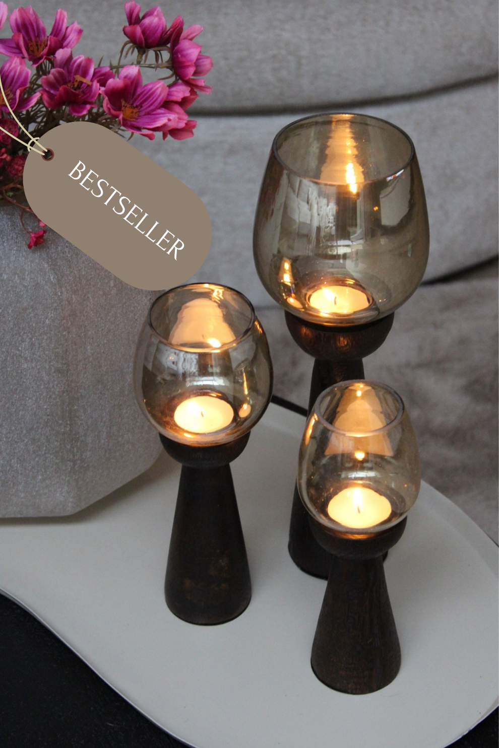 WALNOOT KANDELAAR  | LUSTER