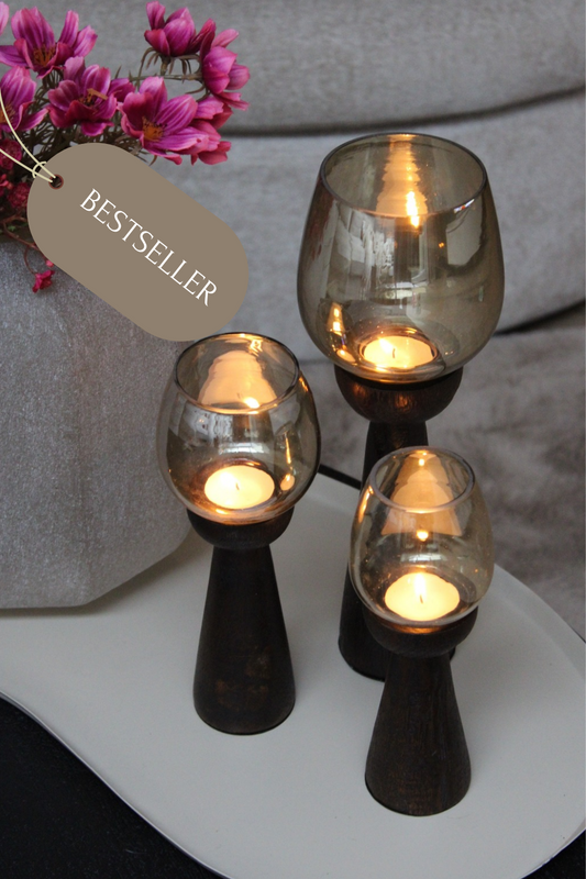 WALNOOT KANDELAAR  | LUSTER