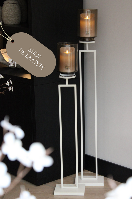 VLOERKANDELAREN IVORY | BEIGE |  SET VAN 2