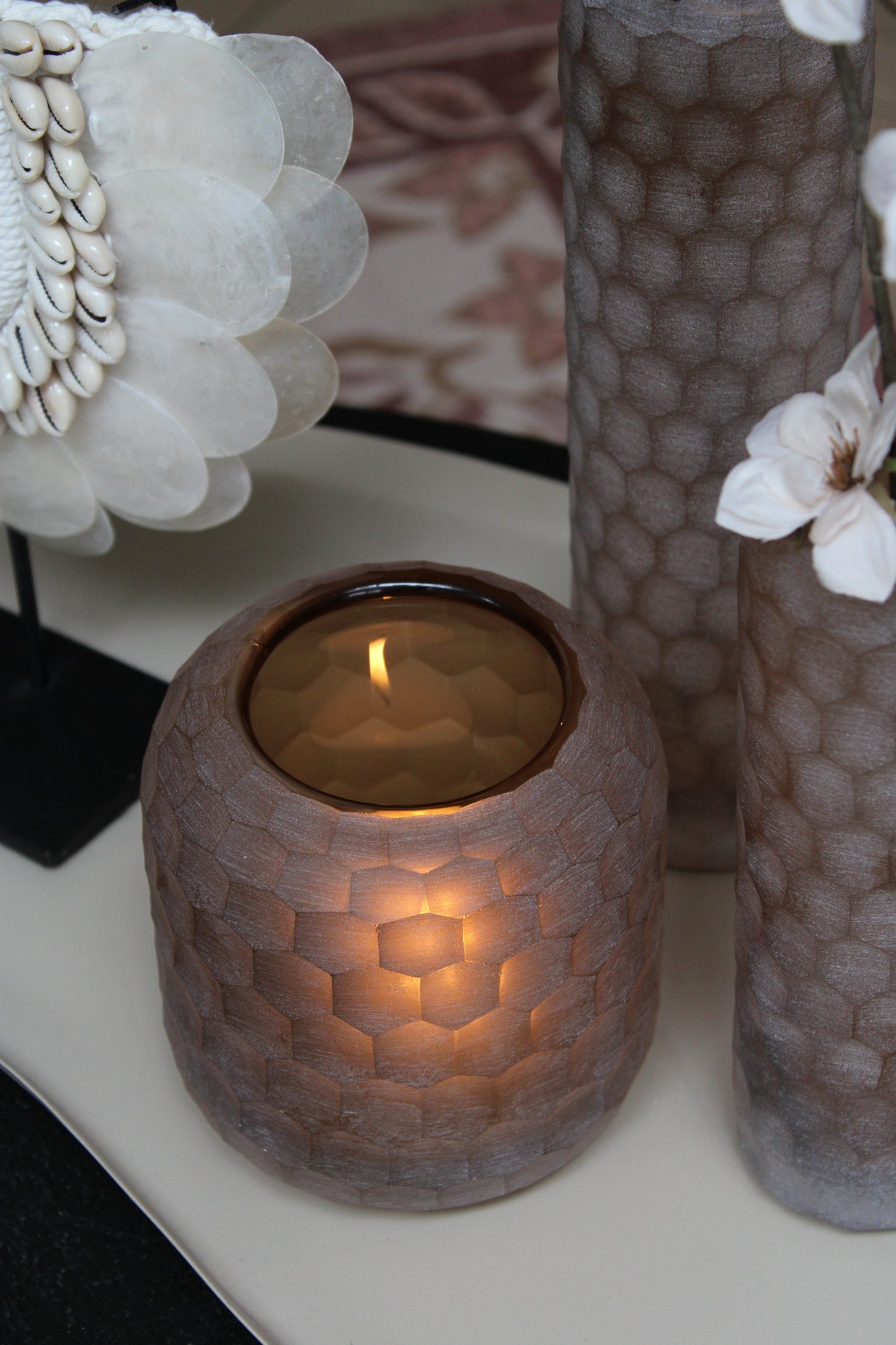 TEALIGHT BEIGE | HONEYCOMB | PTMD