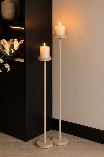 VLOERKANDELAAR BEIGE | SET VAN 2 | 2 VARIANTEN