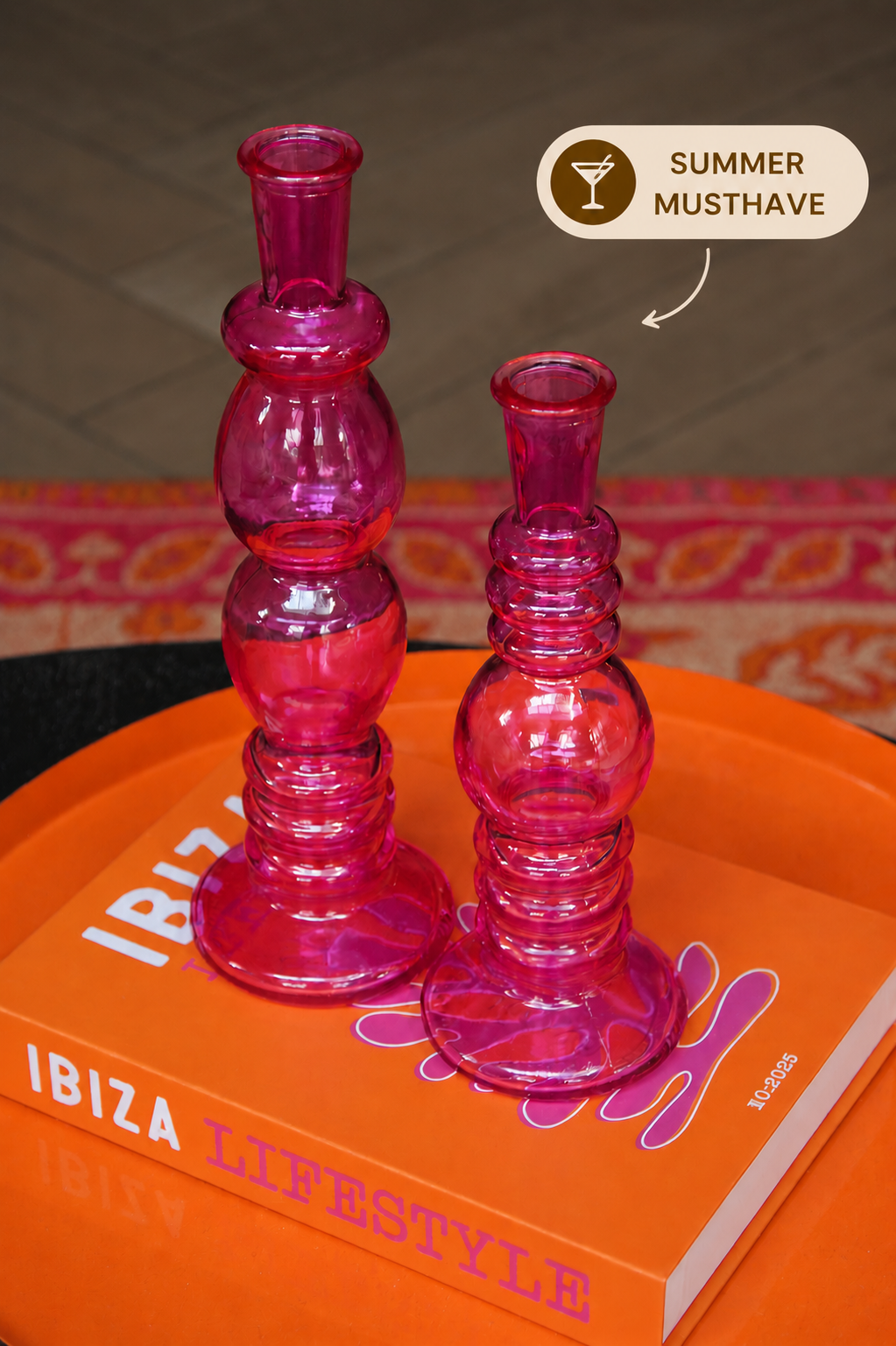 KANDELAAR EMMA | FUCHSIA | SET VAN 2