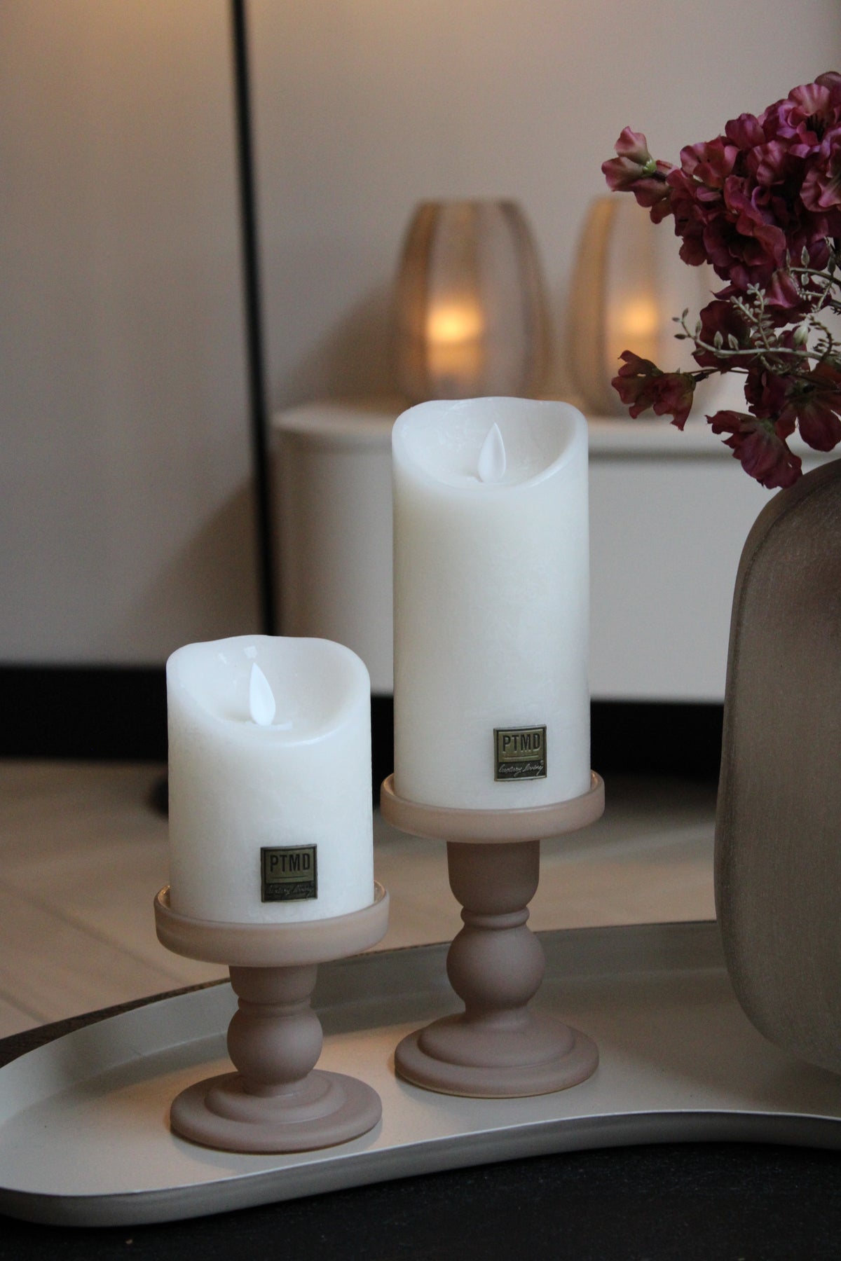 KANDELAAR LIORA | MATT TAUPE  | SET VAN 2