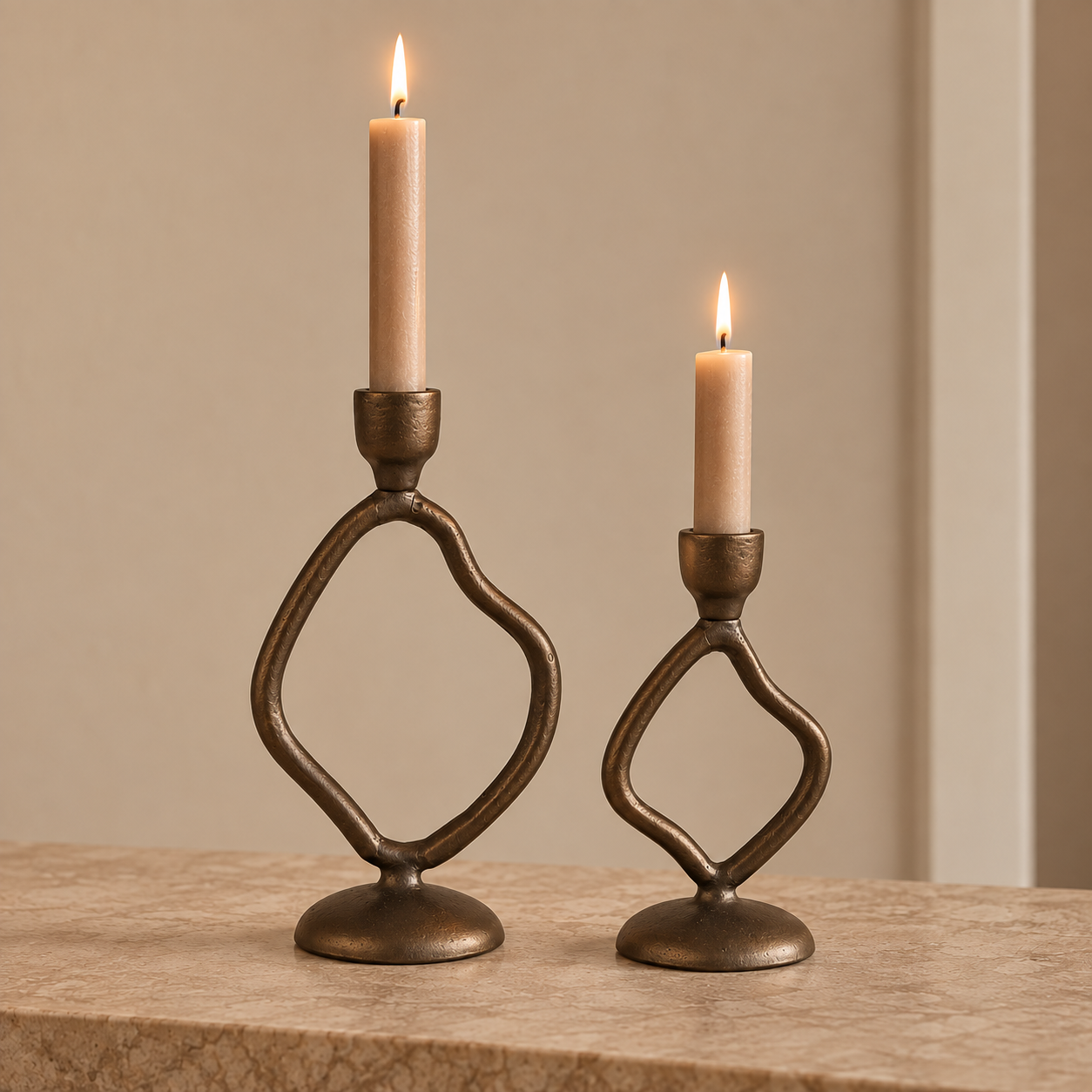 KANDELAAR | BRONS | LIGHT & LIVING | 2 FORMATEN