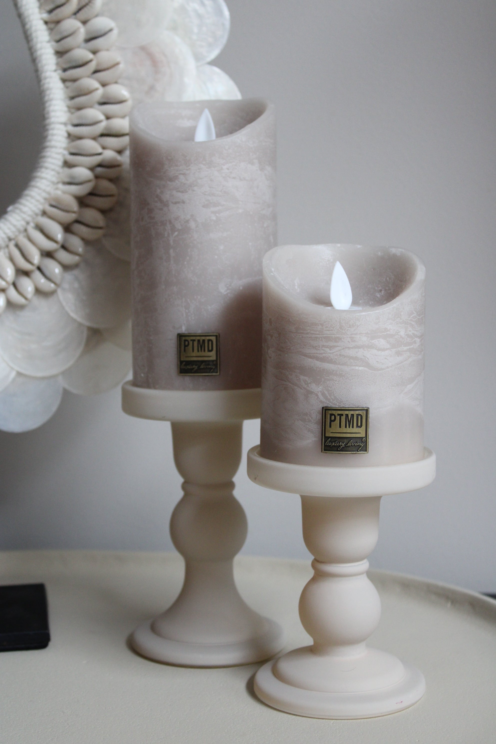 KANDELAAR LIORA | MATT SAND | SET VAN 2