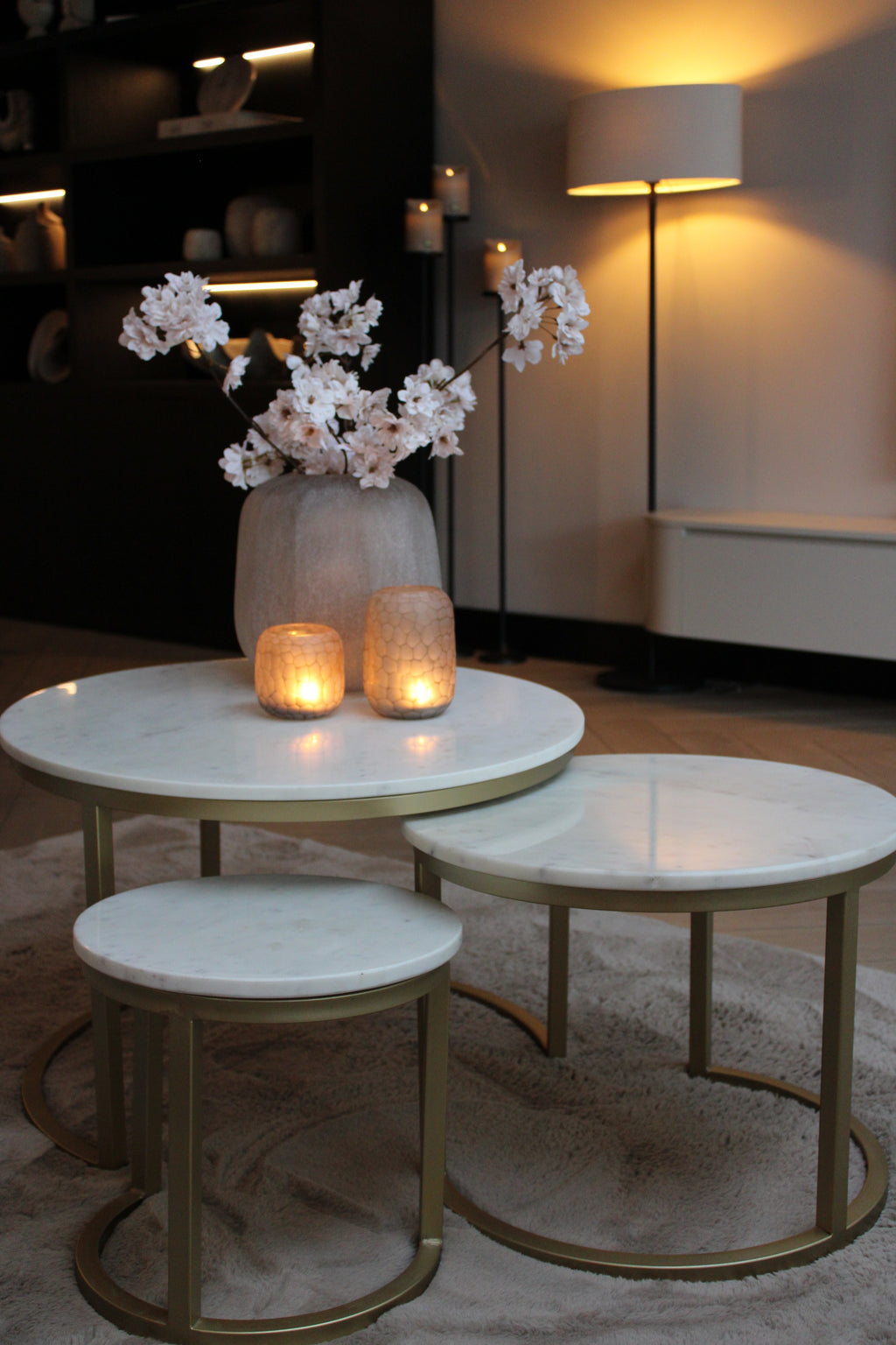 MARMEREN SALONTAFEL | ROND | SET VAN 3