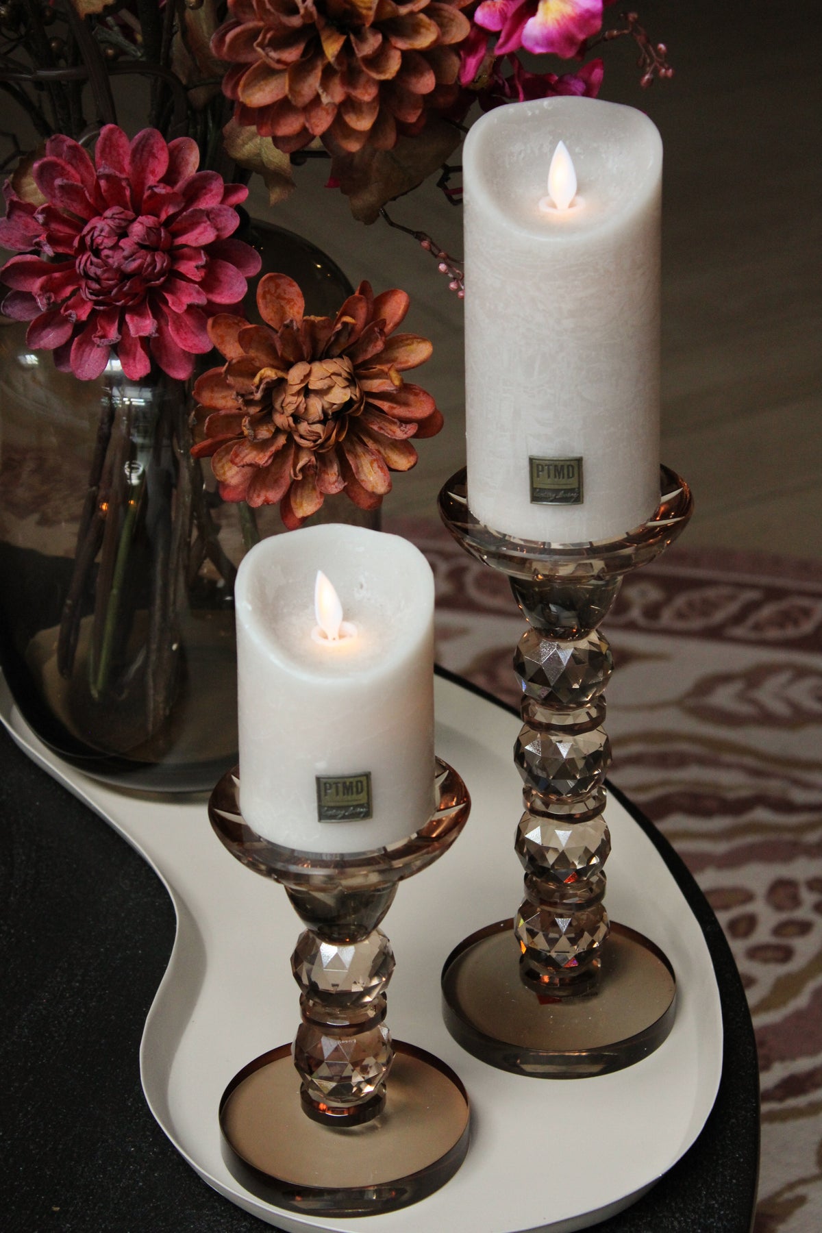 KANDELAAR CRYSTAL | TAUPE | SET VAN 2