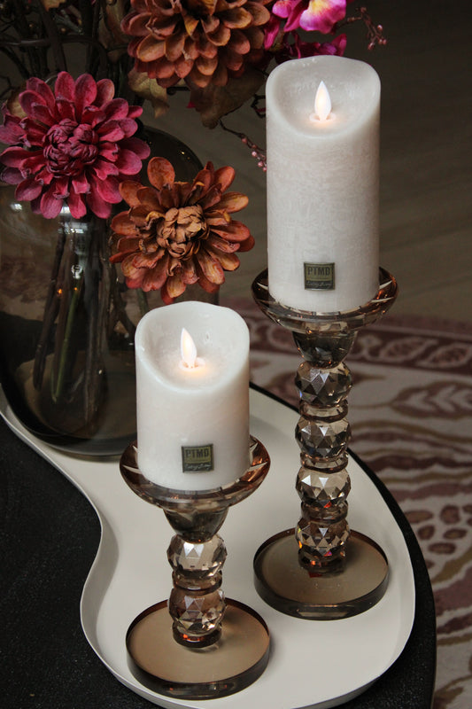 KANDELAAR CRYSTAL | TAUPE | SET VAN 2