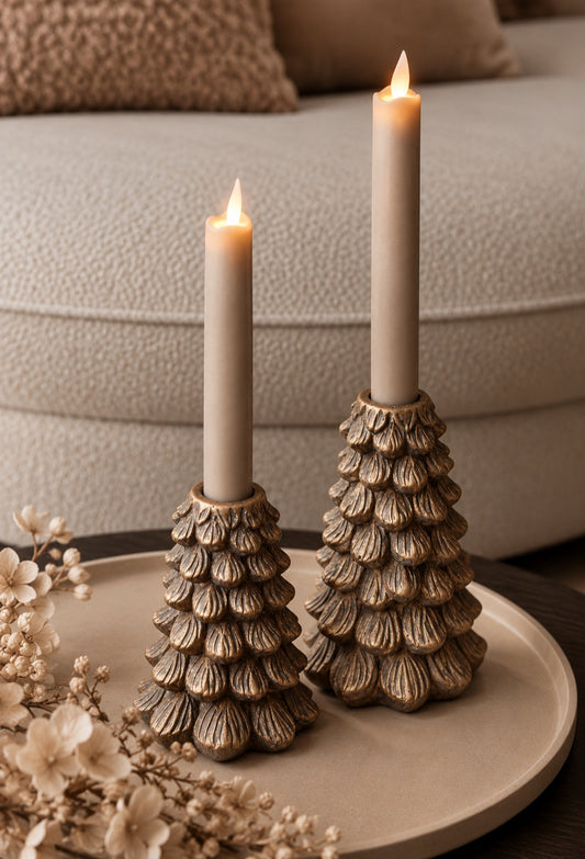 KANDELAAR | KERSTBOOM | SET VAN 2 | STEEN