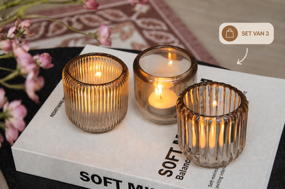TEALIGHT AMBER | SET VAN 3