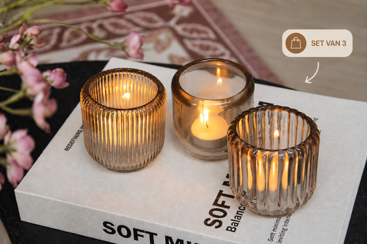TEALIGHT AMBER | SET VAN 3