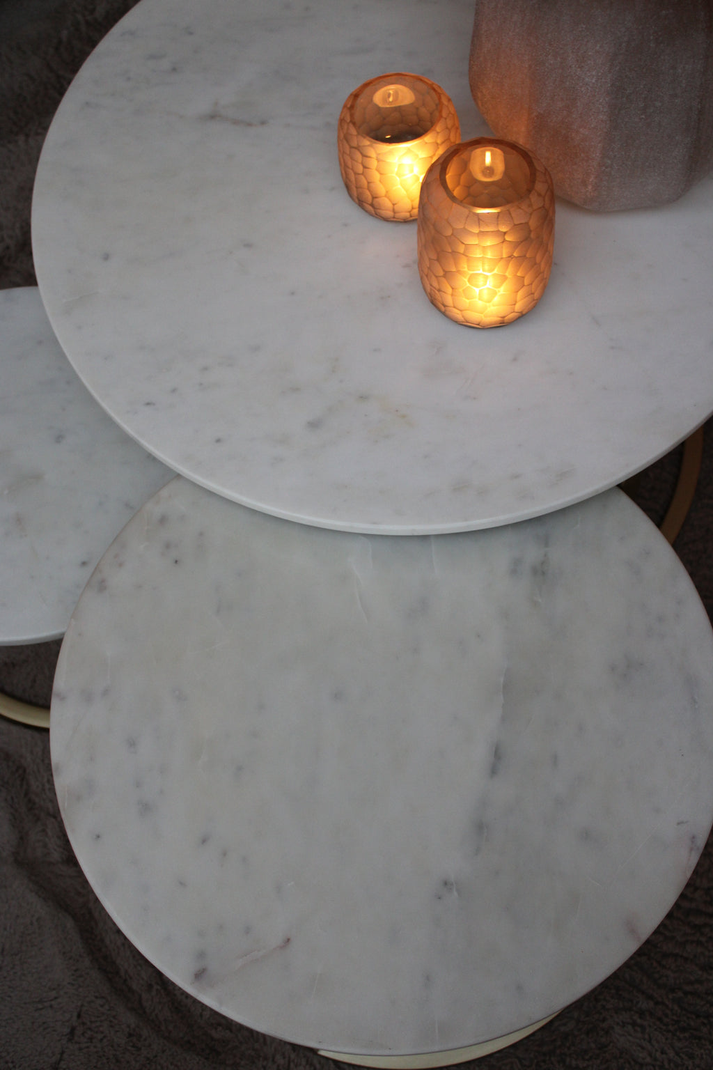 MARMEREN SALONTAFEL | ROND | SET VAN 3