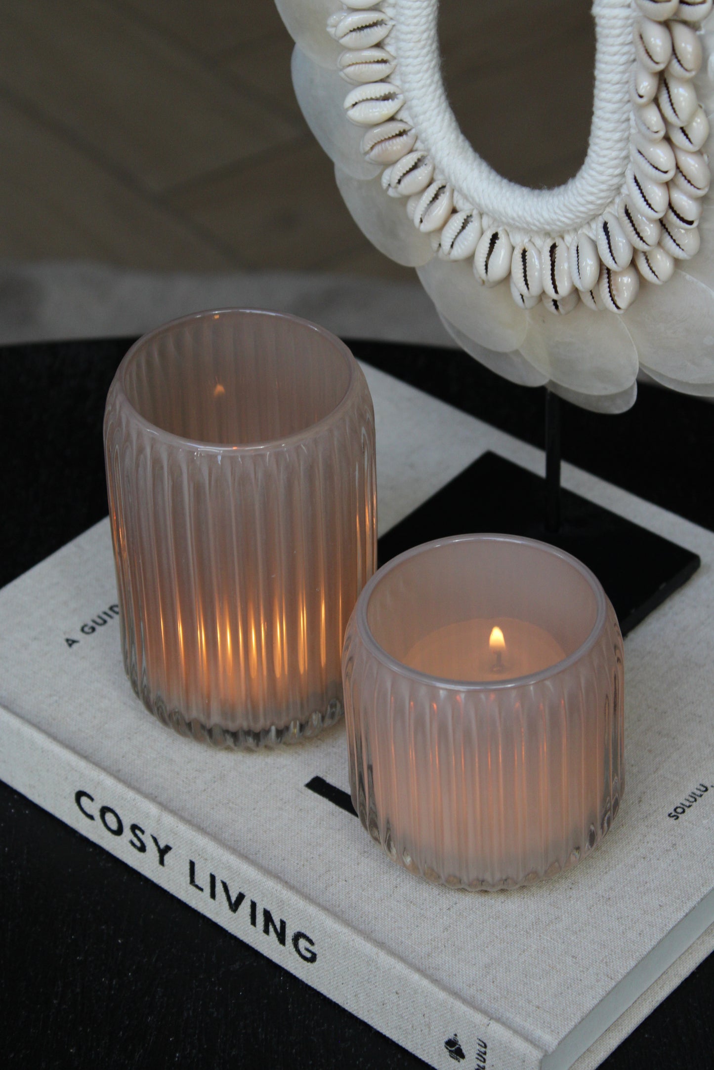 TEALIGHT ROMAN | STRIPE | TAUPE