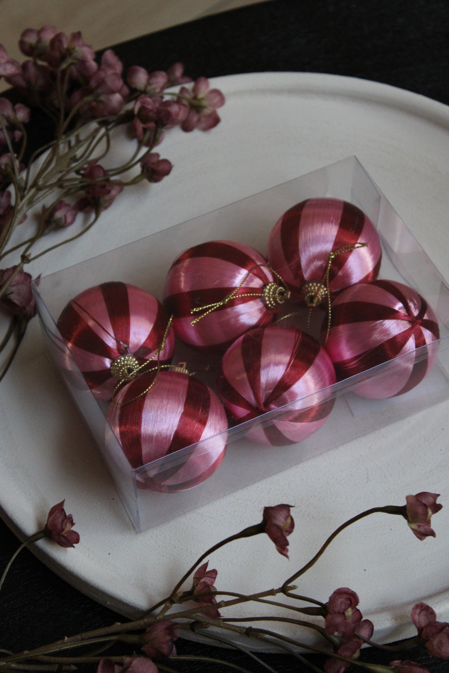 KERSTBAL | ROOD/ROZE | SET VAN 6