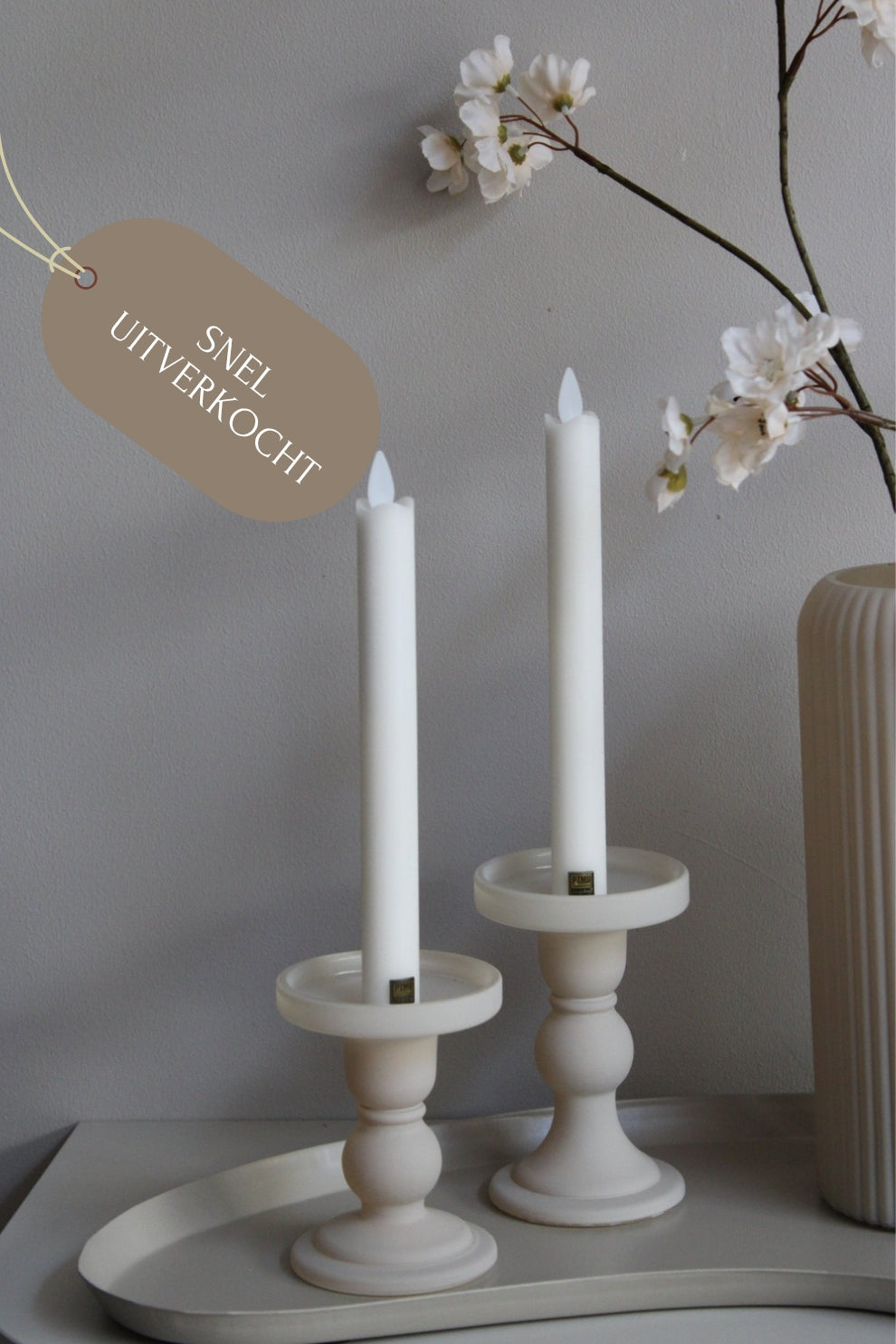 KANDELAAR LIORA | MATT SAND | SET VAN 2