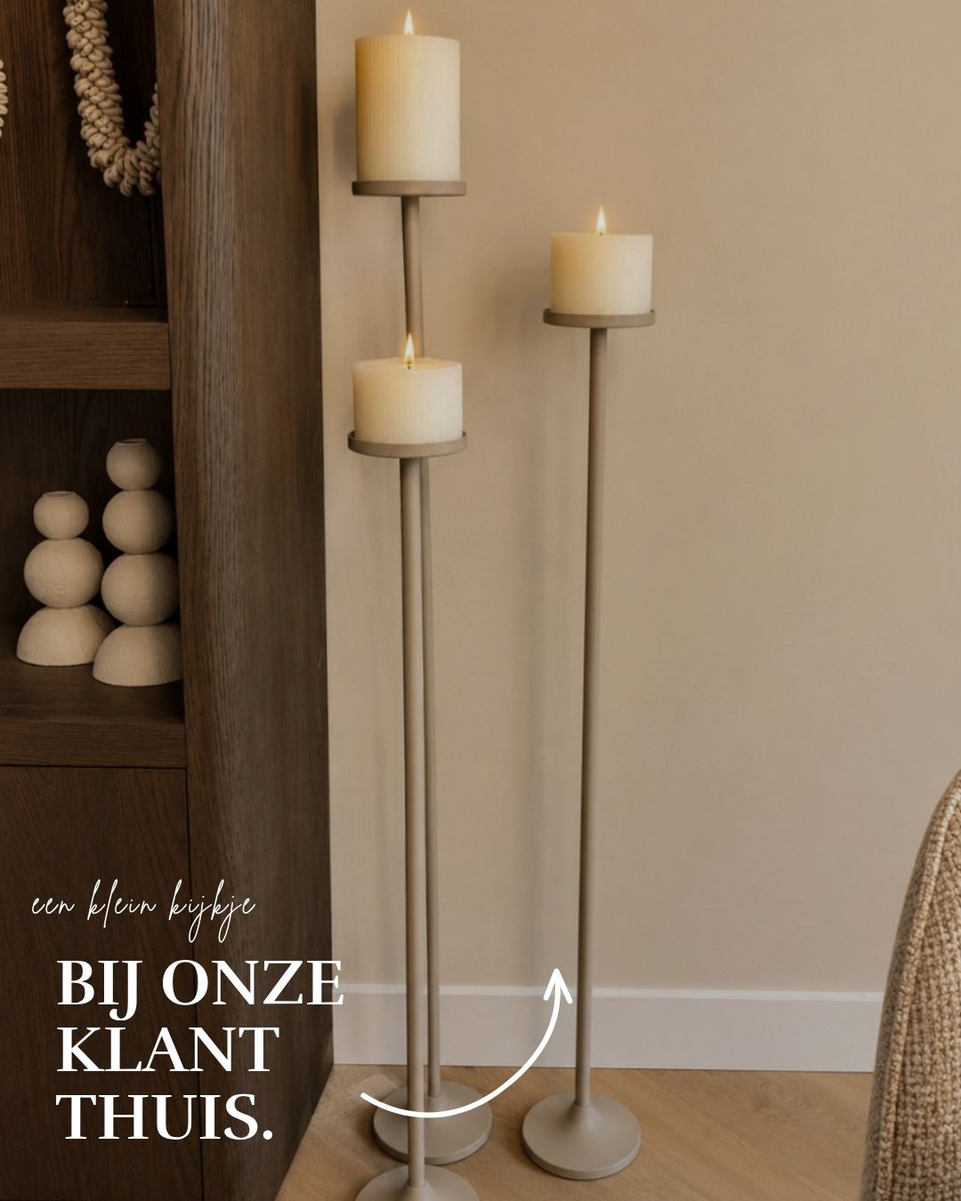 VLOERKANDELAREN | BEIGE | SET VAN 3