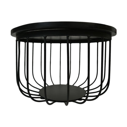 Salontafel Maden - ø60 cm - Zwart - Mangohout/ijzer - Set van 2