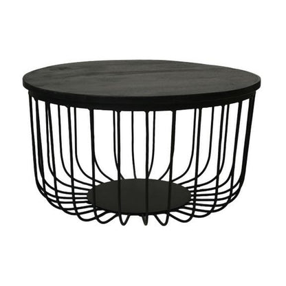 Salontafel Maden - ø60 cm - Zwart - Mangohout/ijzer - Set van 2
